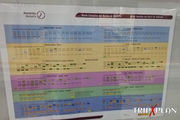 Valencia to Gandia Train Timetable